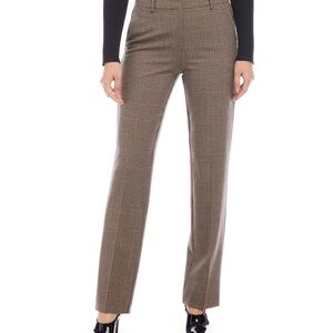 Karen Kane Brown Checkered Straight Leg Pants NWT size 6